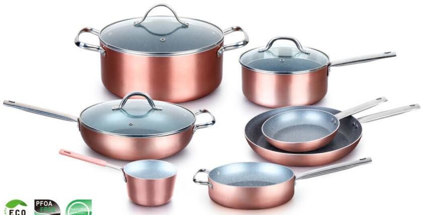 Forged aluminum non stick cookware set with flavour stone coating