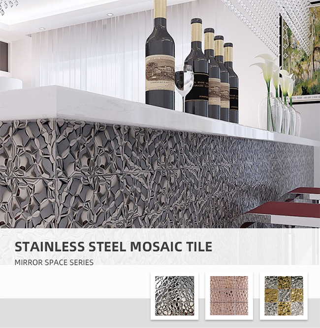 48mmx48mm Metal Mosaic Tile 304 Double Color Mirror Stamped Mosaic Stainless Steel Tiles