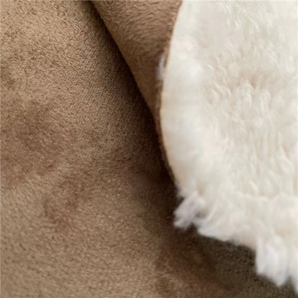 100 Polyester Jacket Suede Bonded Fabric 75Dx160D 420gsm 150cm