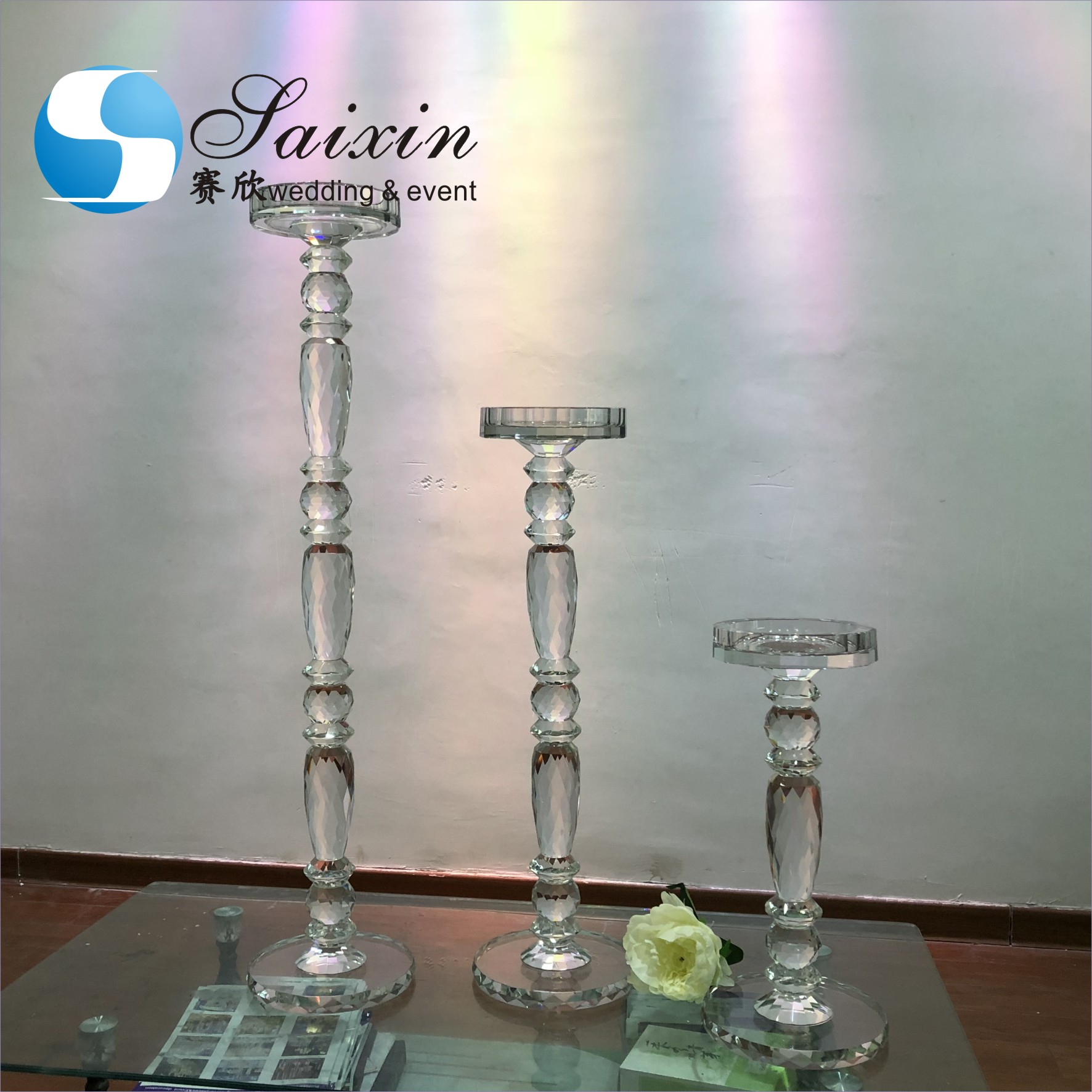 ZT-026 wedding accessories decoration set single crystal pillar candle holders