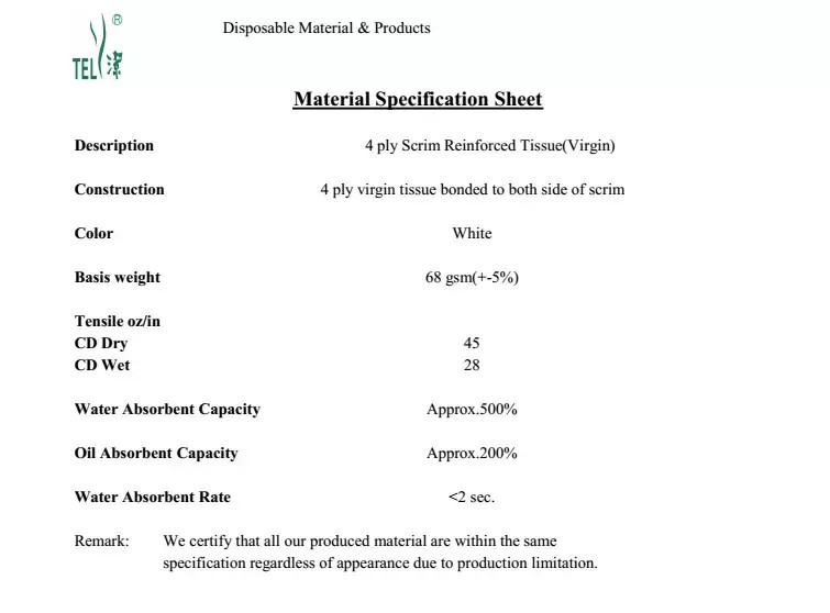 Super Tensile Strength Disposable Paper Towels For Surgical
