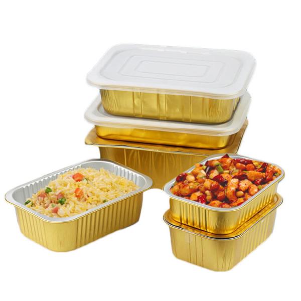 Golden Aluminum Foil Pan Disposable Foil Fast Food Container To Takeout Cake