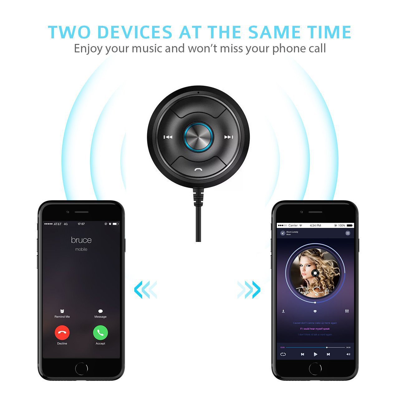 Aux portable Car Bluetooth Handsfree V4.0 version Bluetooth Speaker Dual Phone Standby car bluetooth handsfree