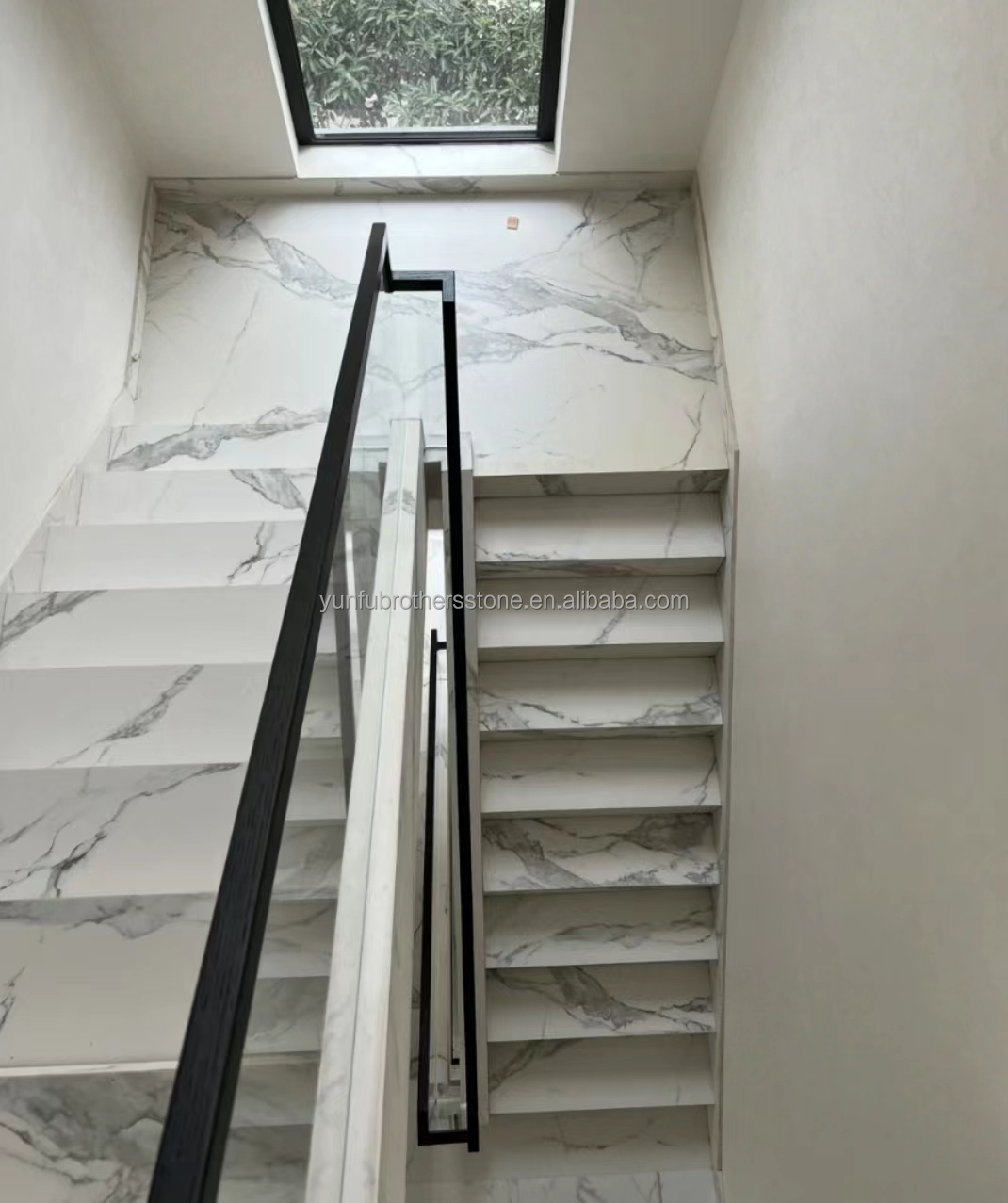 Modern Design Style Straight Stair Customized Luxury Artificial Marble Staircase