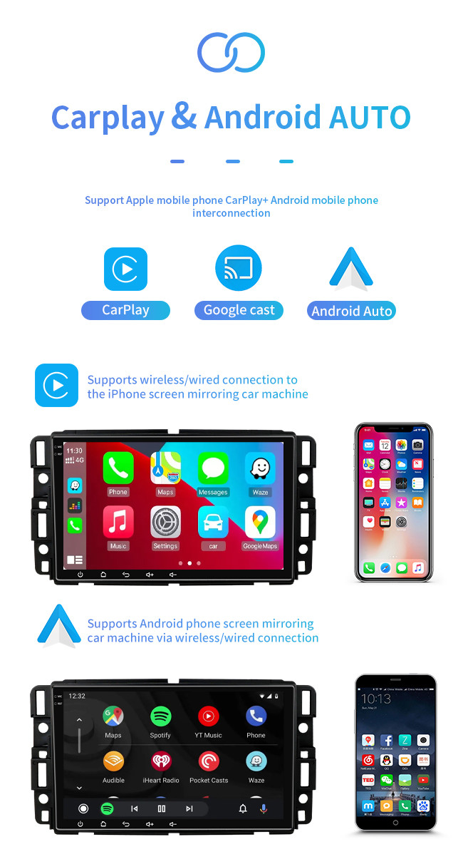 1.8GHZ 8 Core Android Auto Carplay Audio Stereo For GMC Navigation