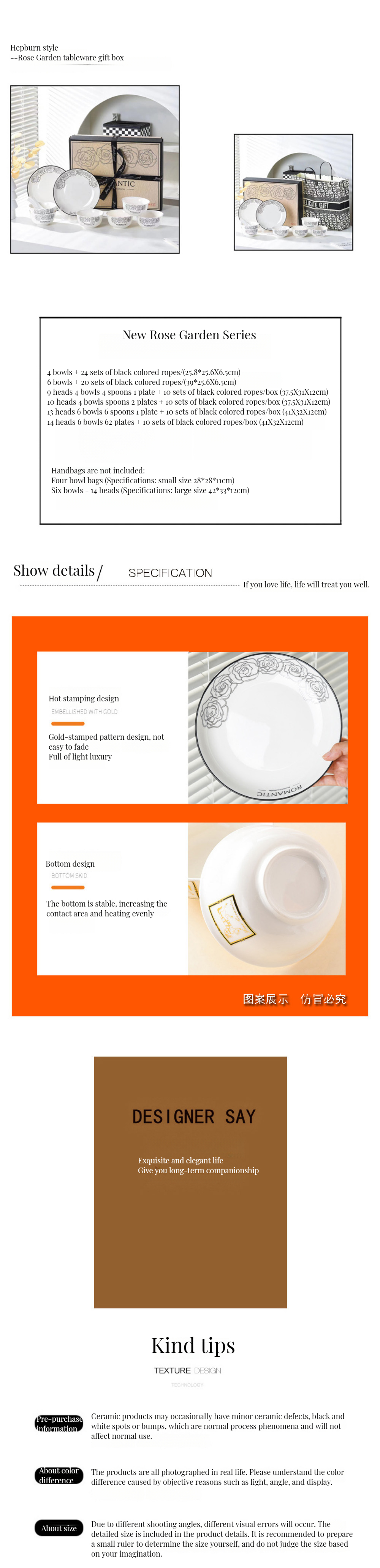 American Style End Stoneware Tableware Set with Cute Bamboo Smooth Bowls and Plates