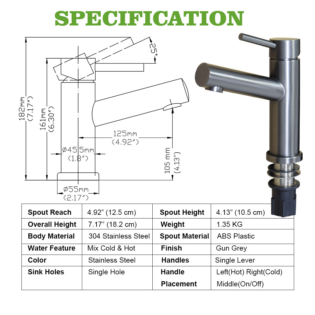 Ss304 Gunmetal Basin Tap Steel 316 Lavatory Watermark Faucet stainless grey color vanity mixer