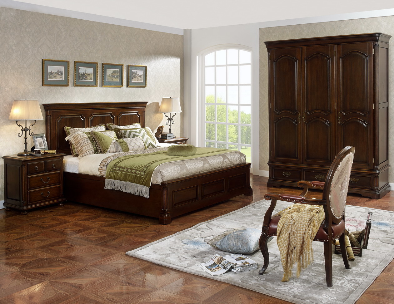 Home Office Study room furniture Wooden Reading Writing desk Computer table with Storage cabinet and Bookshelf cabinet