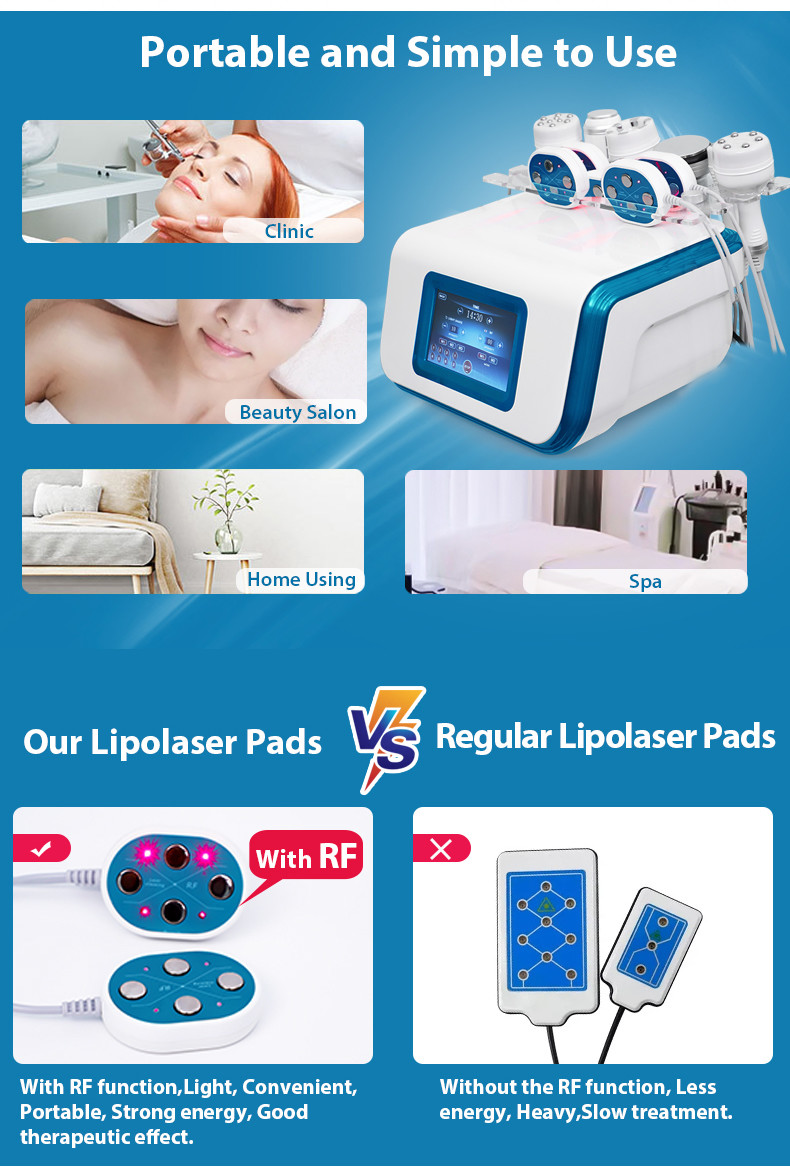 40K Vacuum Cavitation Machine 7 In 1 Ultrasonic Liposuction Laser RF Beauty Device