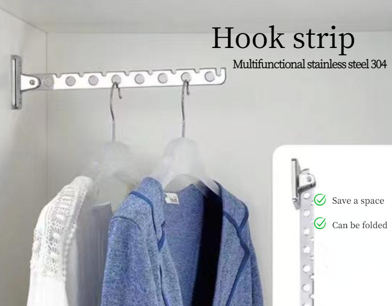 Creative Foldable Bath Towel Hooks Strip Coat Rack Wall Mounted Hanger Bathroom Hotel