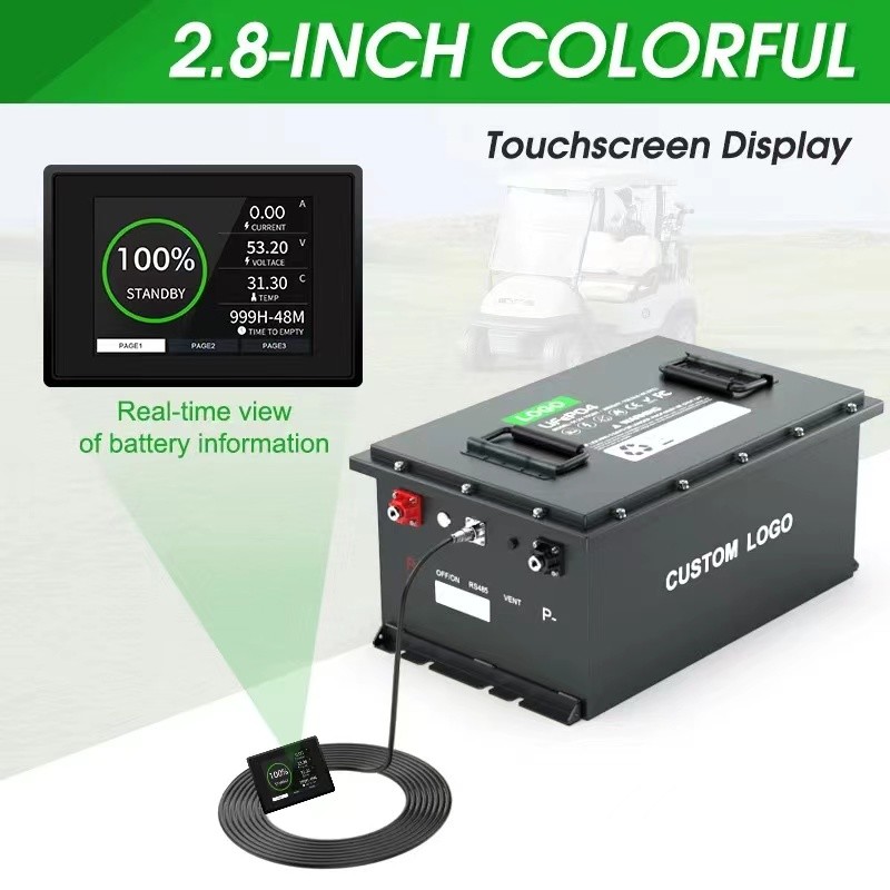 58.4V 100ah 105ah 200ah Golf Cart LiFePO4 Lithium Ion Electric Battery Pack 51.2V Deep Cycle IP64