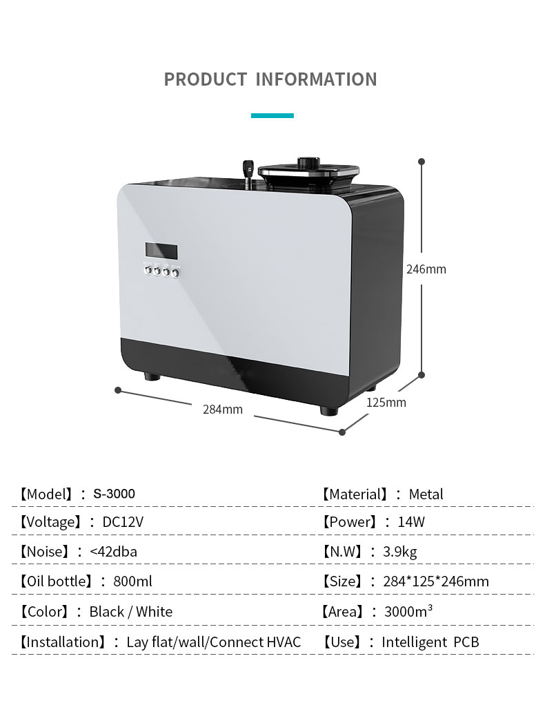 3000m3 Aromatic Diffuser Essential Oils Hotel Scenting Device Office Gym Etc Large Air Freshener Flavoring Home with WIFI HVAC