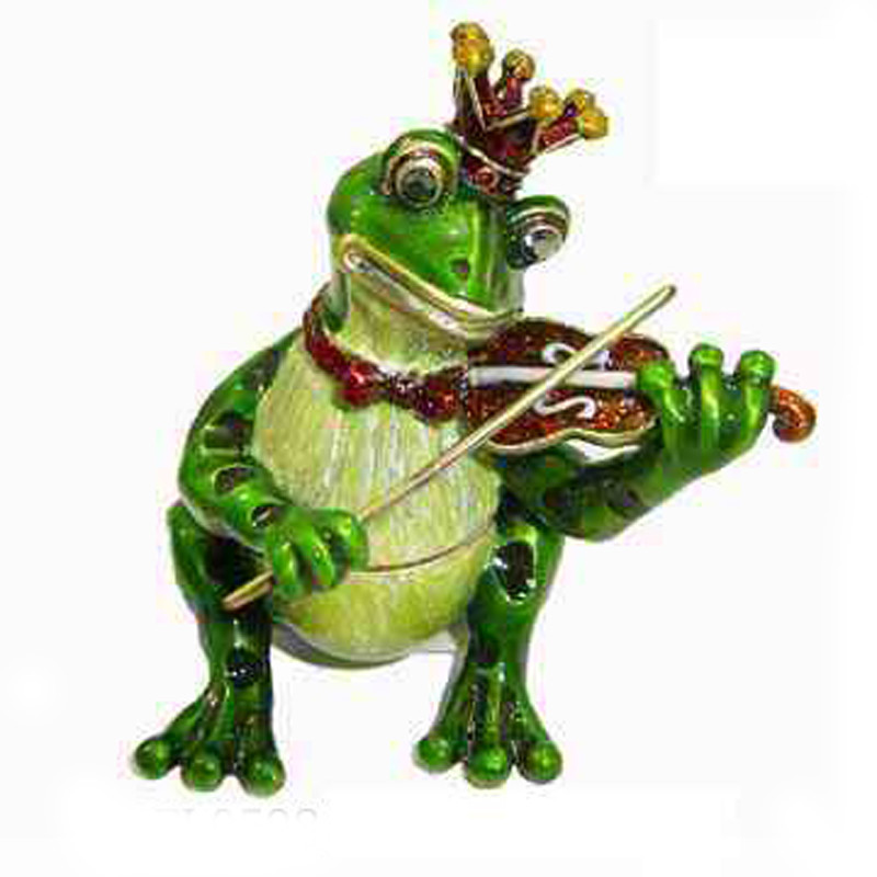 Violin Frog Trinket Box Music Jeweled Box Pewter Frog Jewelry Box Green Frog Trinket Box Frog Trinket Box Jeweled Box