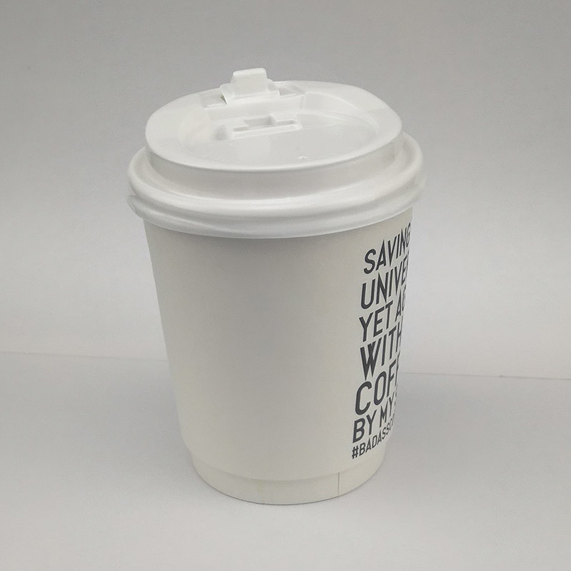 Hot Coffee Double Wall Paper Cup With Lid Biodegradable 4oz 8oz 12oz