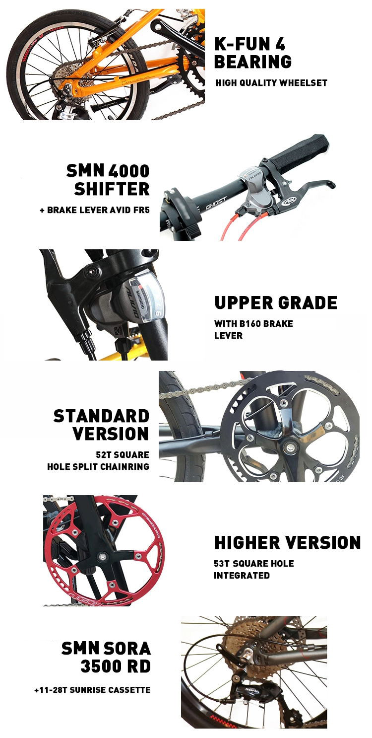 Racing Lightweight Folding Bike 20inch 9 Speed Master V with Aluminum Alloy Fork