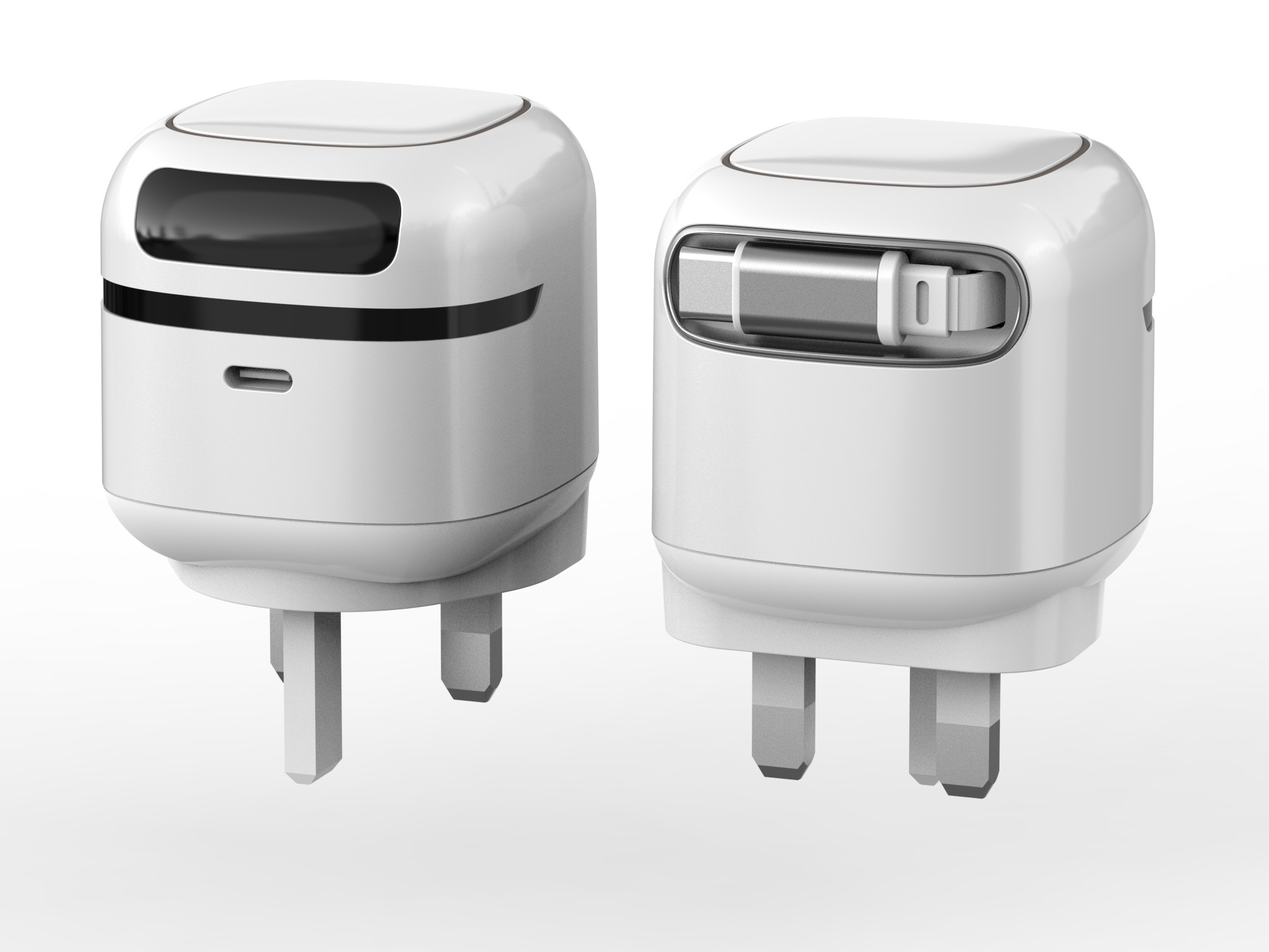 Robot 65W Charger With Retractable USB C Cable EU,UK,US Plug