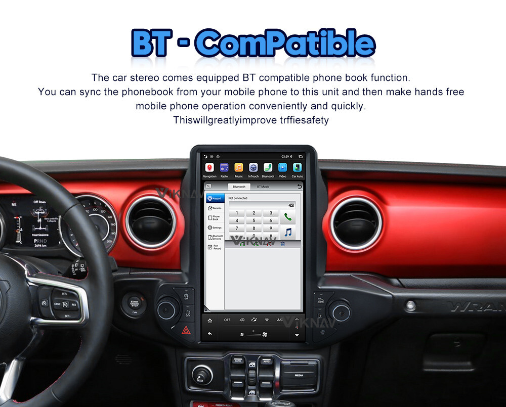 Viknav Car Radio For Jeep Wrangler (2018-2021) 13.6 inch GPS navigation DVD multimedia auto stereo 2din