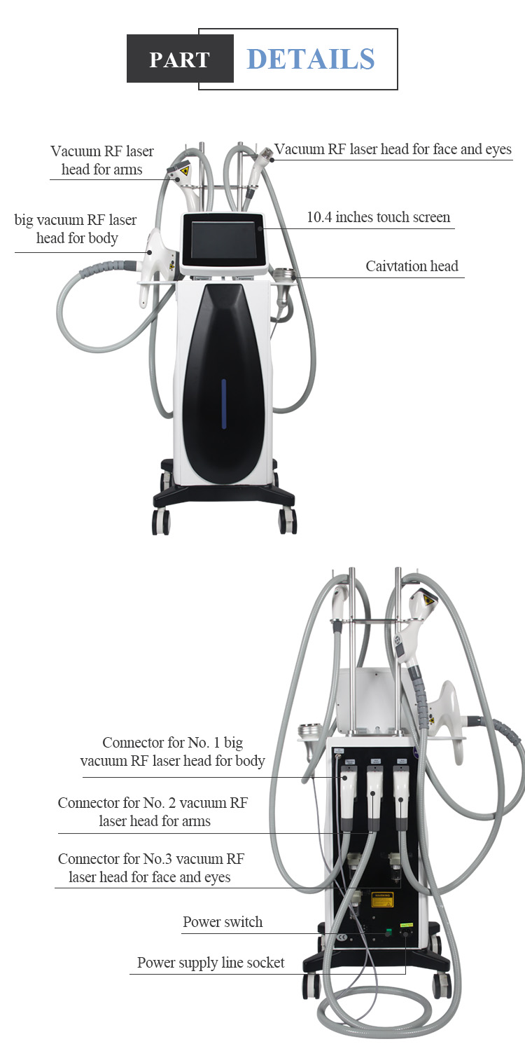Cellulite Vacuum Roller Massage Machine 6 In 1 Cavitation Machine 80k Radio Frequency