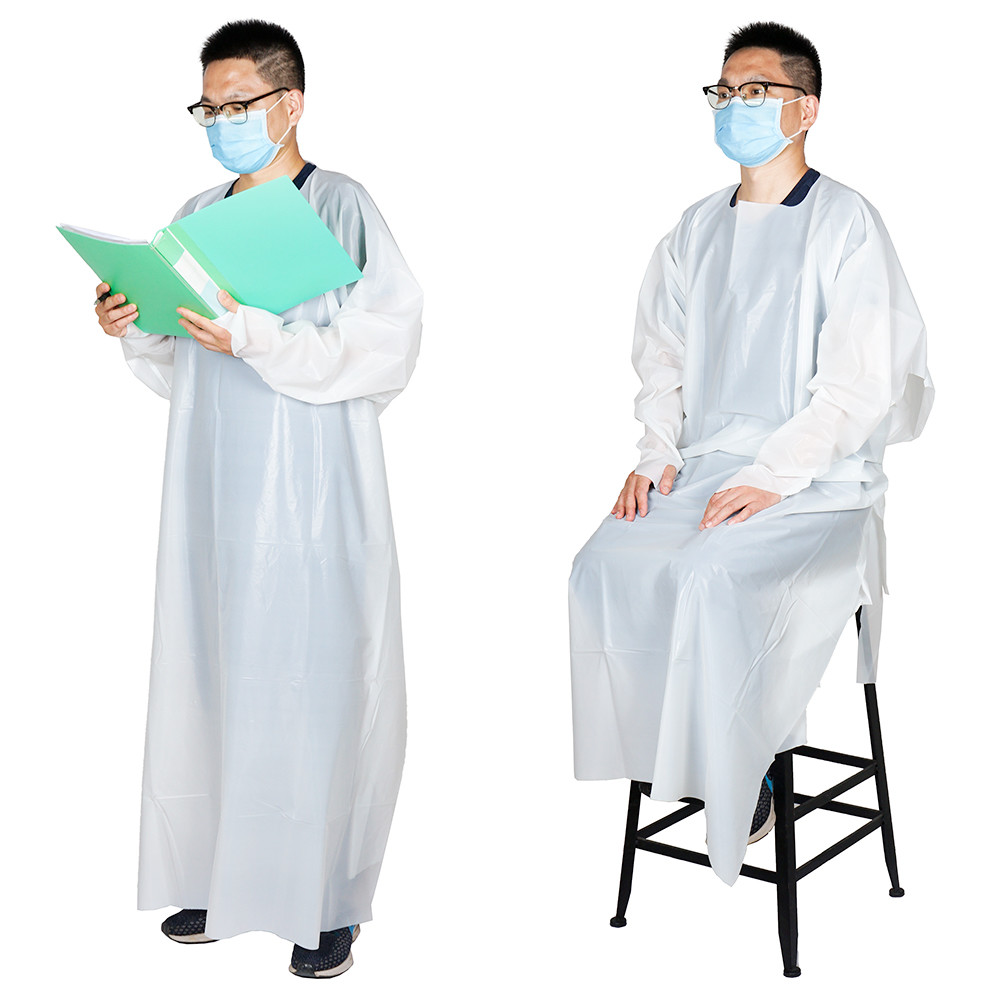 Anti-Pollution Long Sleeve Aprons CPE Medical Disposable Gowns