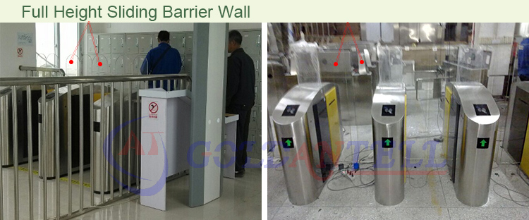 zk access reader Half height or Full High Turnstile Retractable Glass Barrier , speed gate for indoor theater