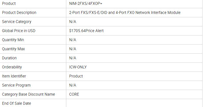 CISCO NIM-2FXS/4FXOP Voice Module 2-port FXS & 4-port FXO NIM-2FXS/4FXOPand ISR 4000 Router Network Interface Card Modul