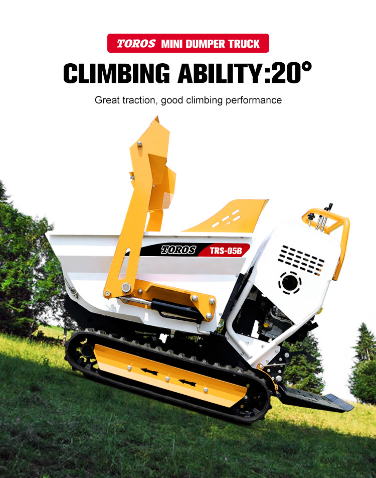 Efficient Powerful 500kg Crawler Mini Dumper With 520mm Track Center Distance