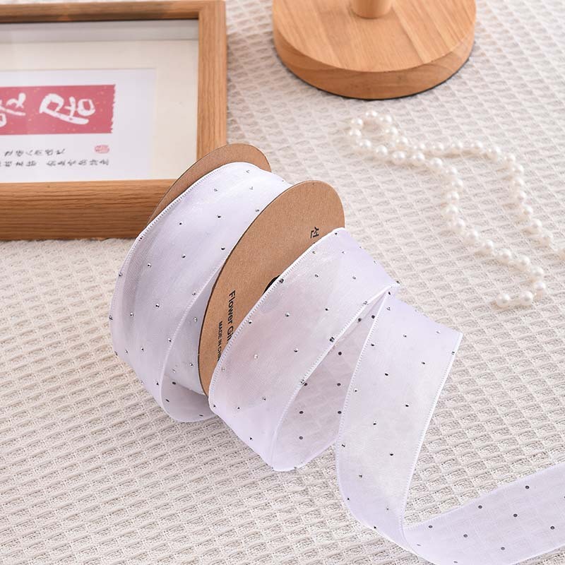 4cm*18m Shinny Diamond Polyester Organza Ribbon High Quality Gift Ribbon