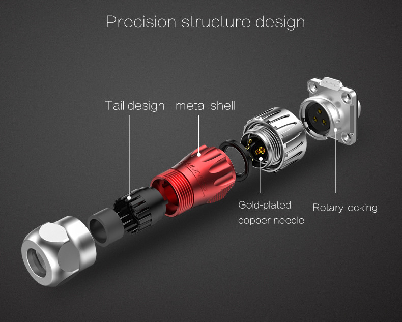 M20 Metal Din Plugs and Sockets for Signal,12 Pin Connector for Medical Equipment