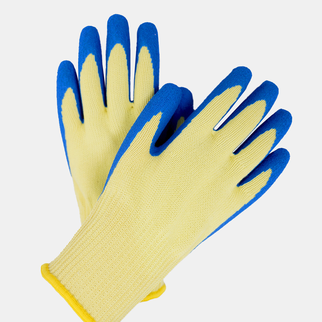 10 Gauge A2 Crinkle Latex Coated Gloves Pure Aramid Fire Resistant Knit Safety Gloves