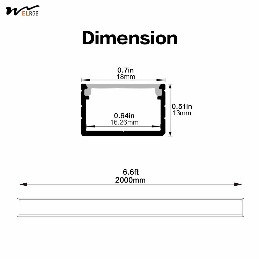Plus-Size U Shape LED Aluminum Channel System with Milky Cover 10-Pack 6.6ft/2Meter
