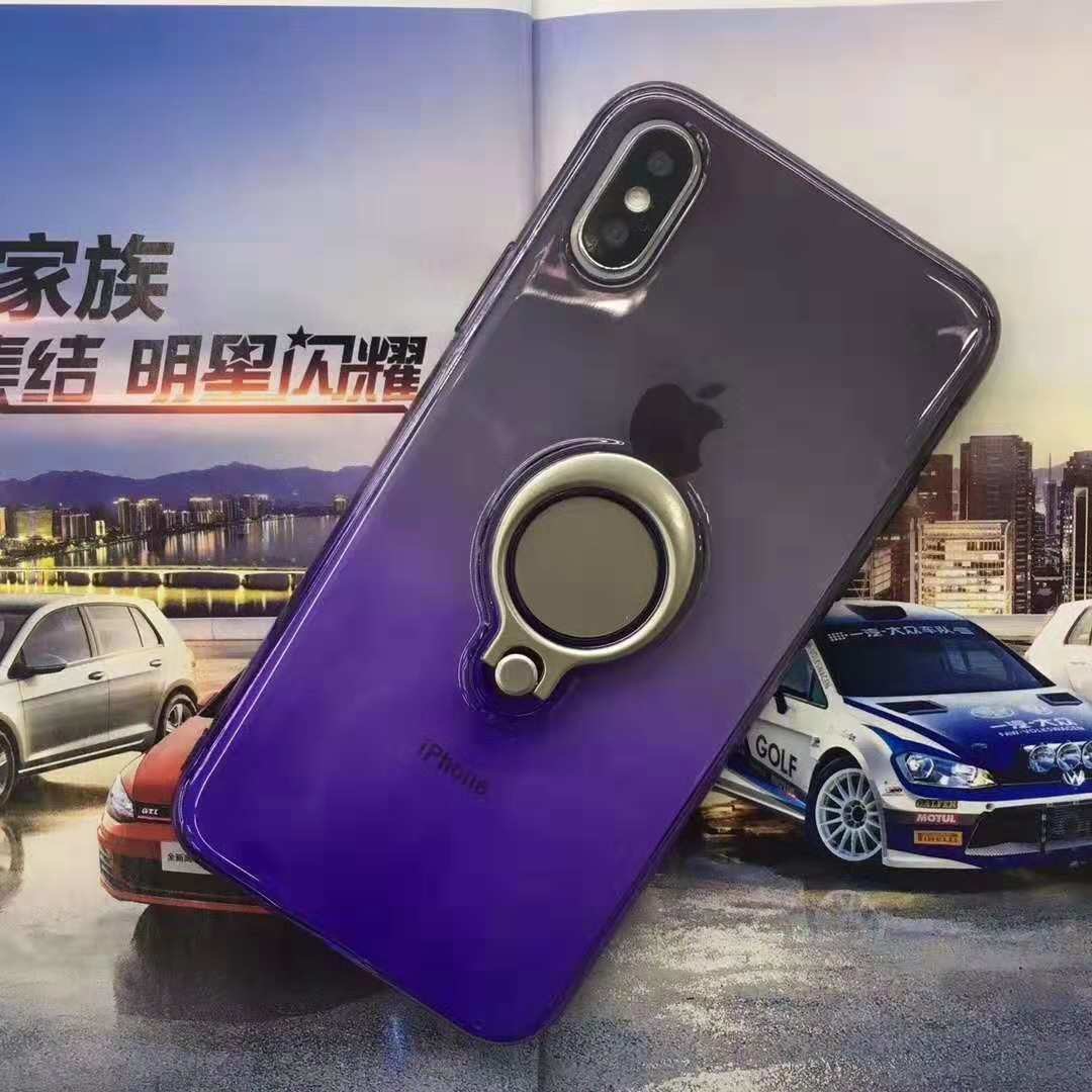Double Color Gradient Ring Magnetic Car Mount Holder Soft TPU Case Back Cover For Huawei Mate 10 Lite/NOVA2i P20 Pro Y6