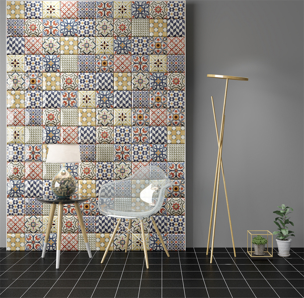 Wall Embellishment,152x152mm Glossy Mixed Indoor Porcelain Wall Tiles For Living Room, Background And Countertop