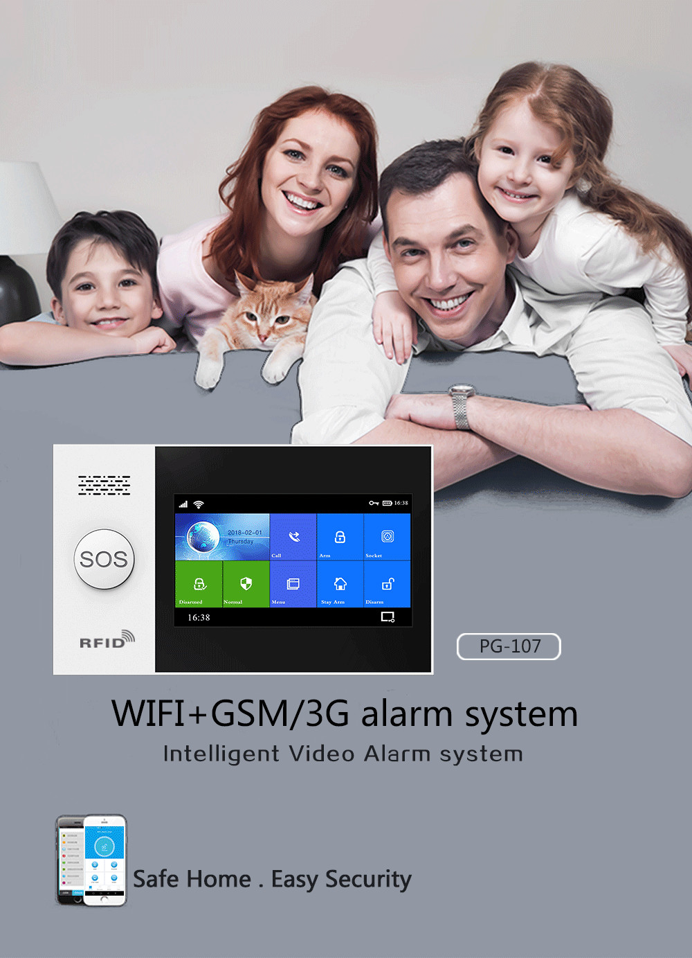 Full Touch Screen Wi-Fi+GSM/4G Home Burglar Alarm System Kit With A Variety Of Smart Accessories
