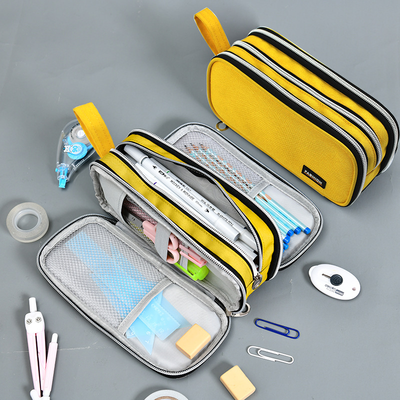 Large Capacity School Pencil Case Customized Canvas Pencil Bag with Colorful Pattern