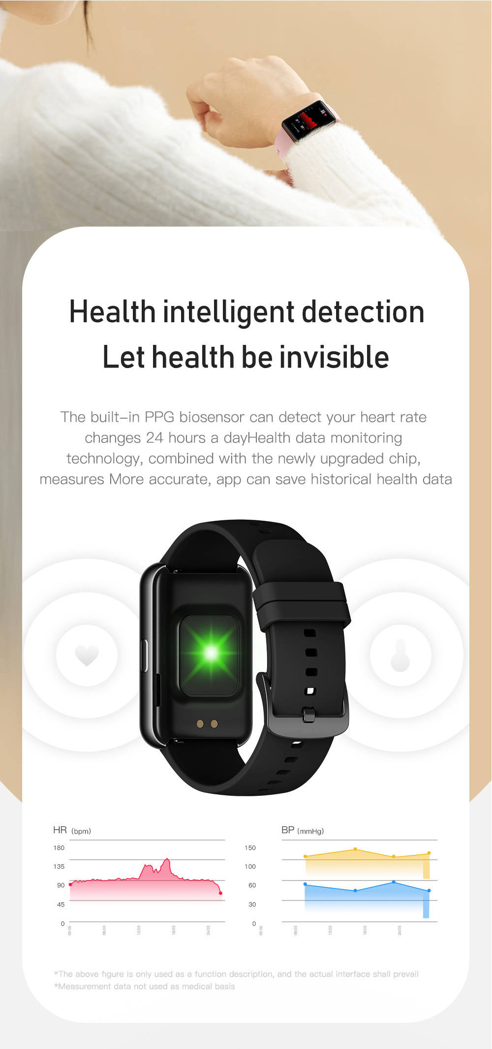 Full Touch Smart Watch For Girls Play Music Do The Exercise PPG BP Monitor