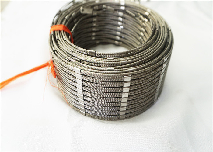 Flexible Diamond 7 × 7 Stainless Steel Ferrule Rope Mesh Fence For Safety Net