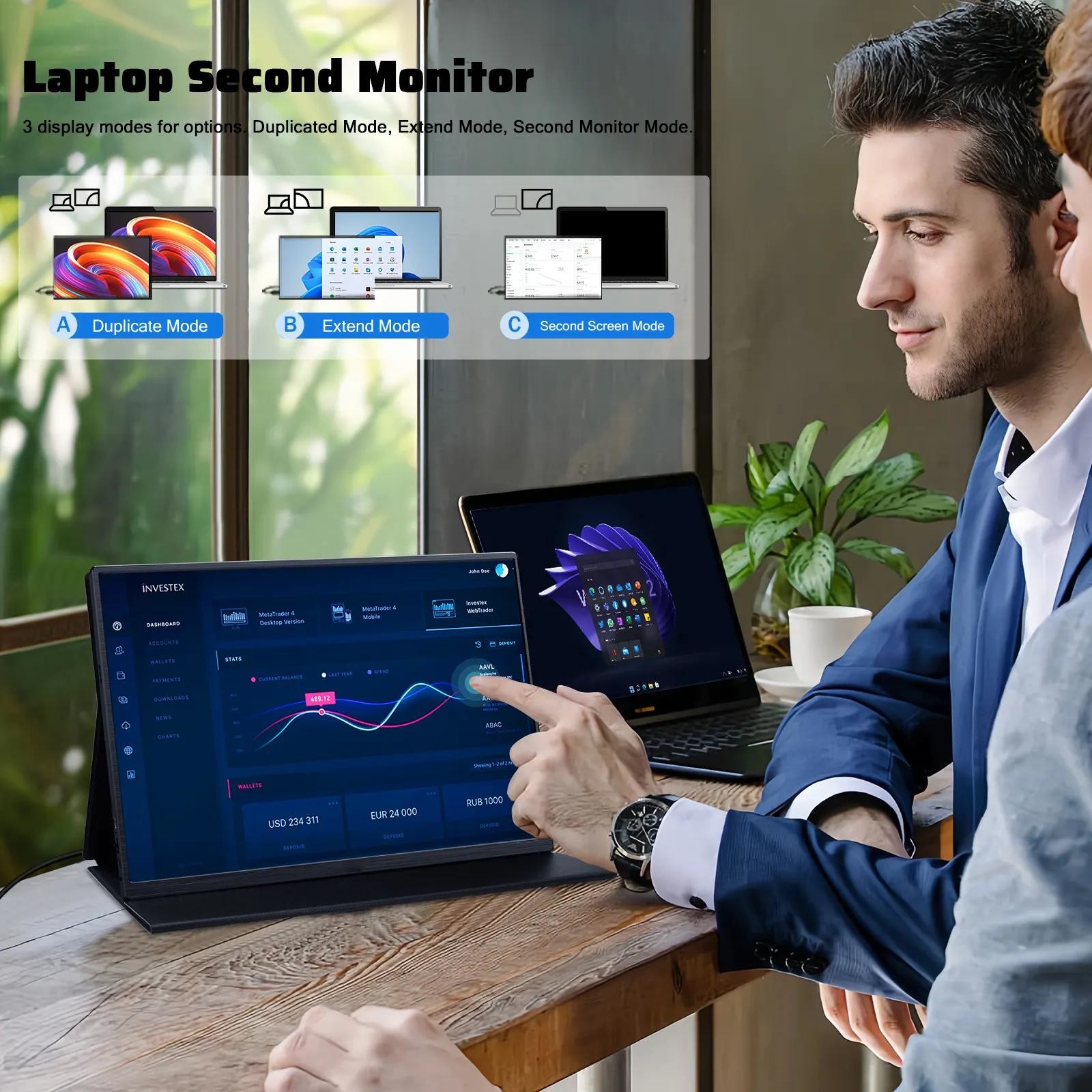 4k Gaming Laptop Extend Portable Monitor Touchscreen High Resolution 15.6 Inch