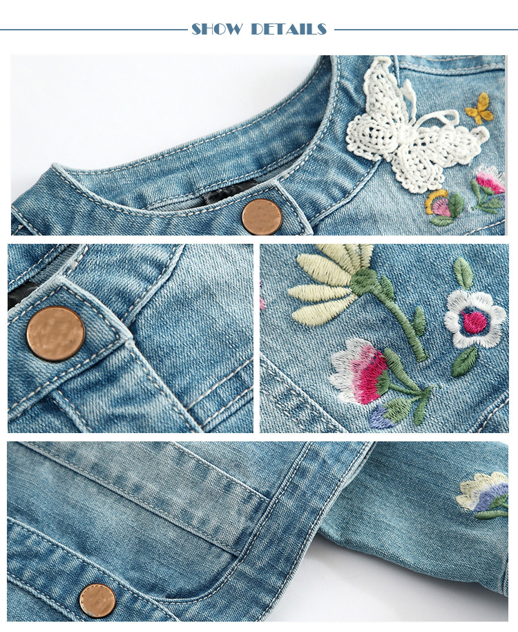 Washed Long Sleeve Kids Denim Clothes Girls Denim Jacket Slim Type Breathable