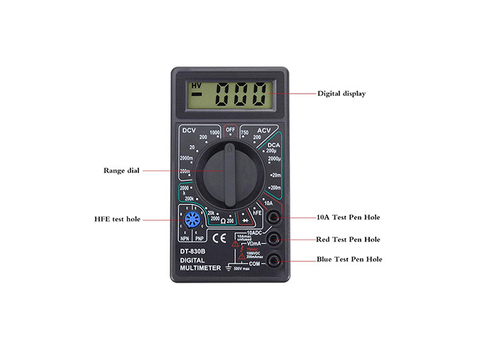 Handheld DT830B AC/DC LCD Digital Electronic Components Multimeter