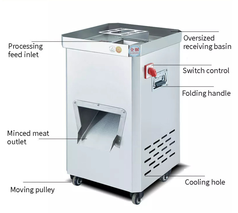 1500W Commercial Meat Cutter Safety System With Safety Waterproof Buttons
