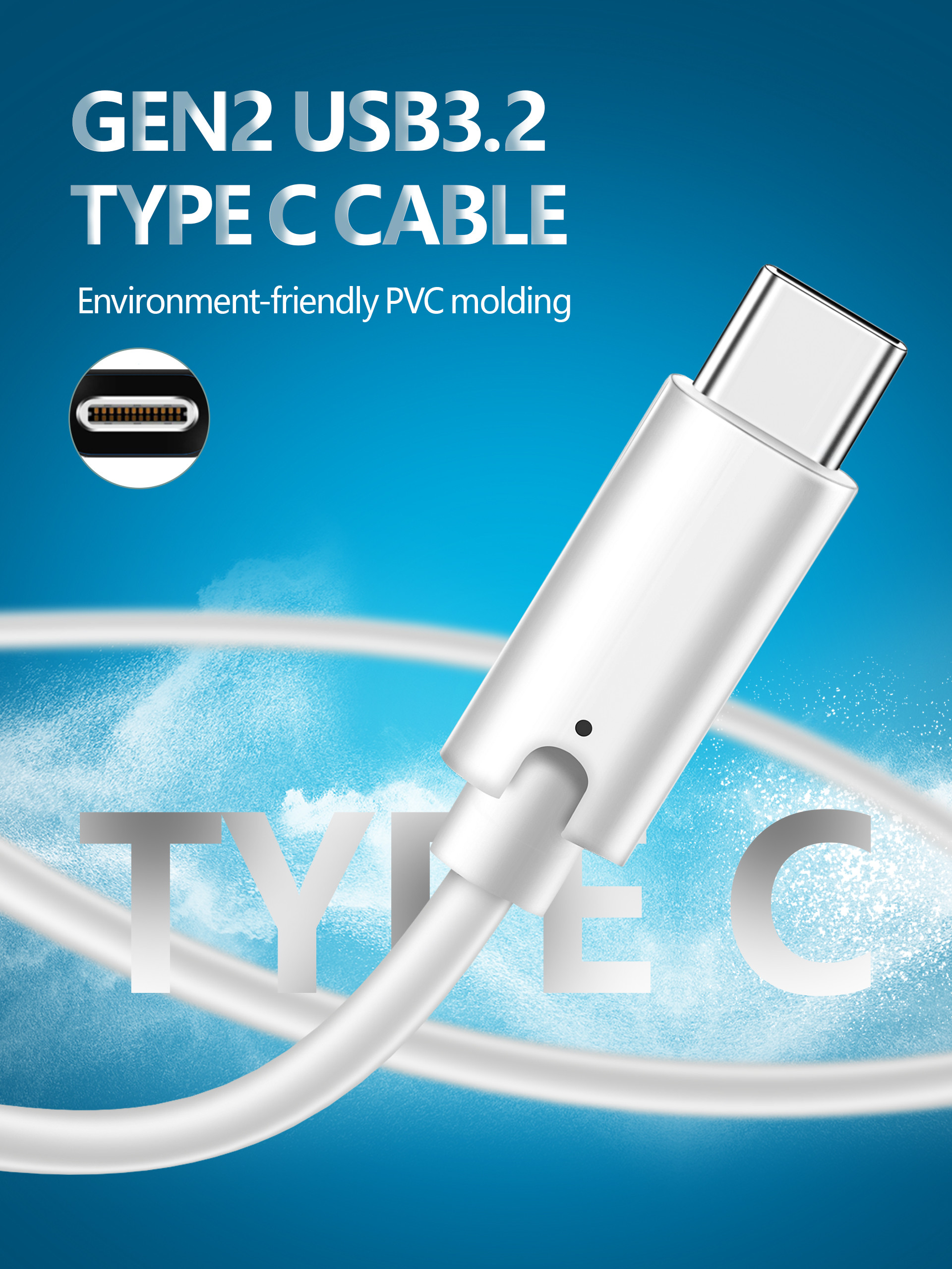 Super Fast 5A 100W Gen2 3.1 USB Type C Charging Cable 4K Monitors Use
