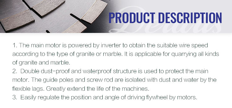 Water Consumption 3-5m3/h Diamond Wire Saw Machine for Granite Marble Stone Quarrying