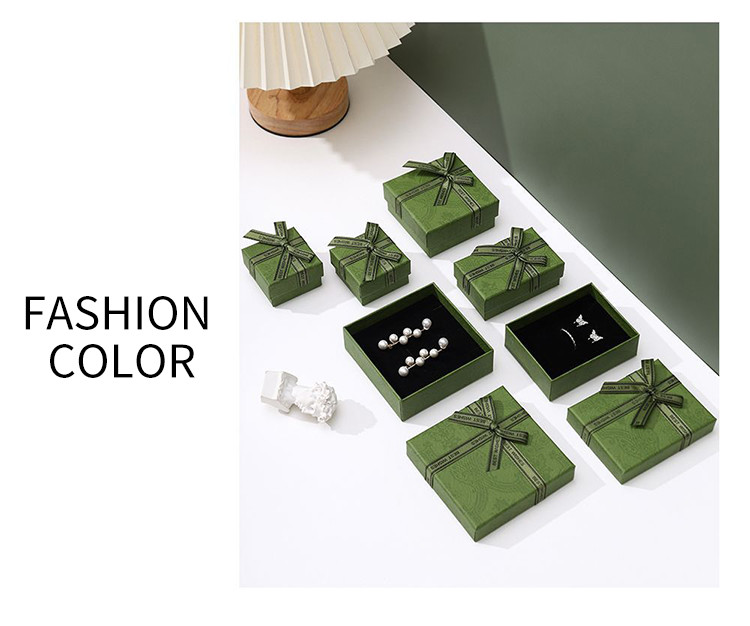 Luxury Green Jewelry Drawer Box Lid And Base Type For Necklace Bracelet Earrings Ring