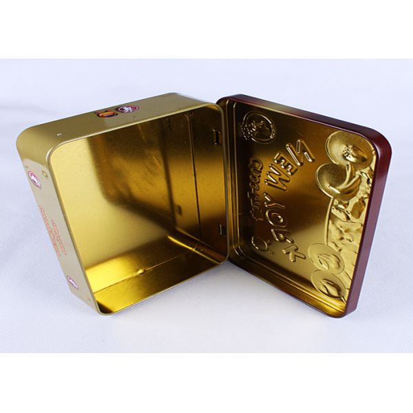 Rectangle Chocolate Tin Boxes , Full Color Chocolate Gift Boxes With Embossed Hinged Cover