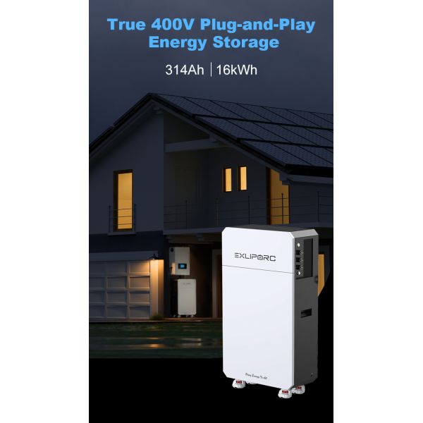 400V High Voltage Home Energy Storage Battery with 16kWh Modular LiFePO4 System and IP65 Protection