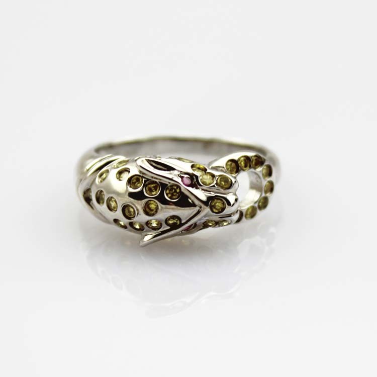 Designer Jewelry Pave Cubic Zircon 925 Silver Leopard Ring(R210)