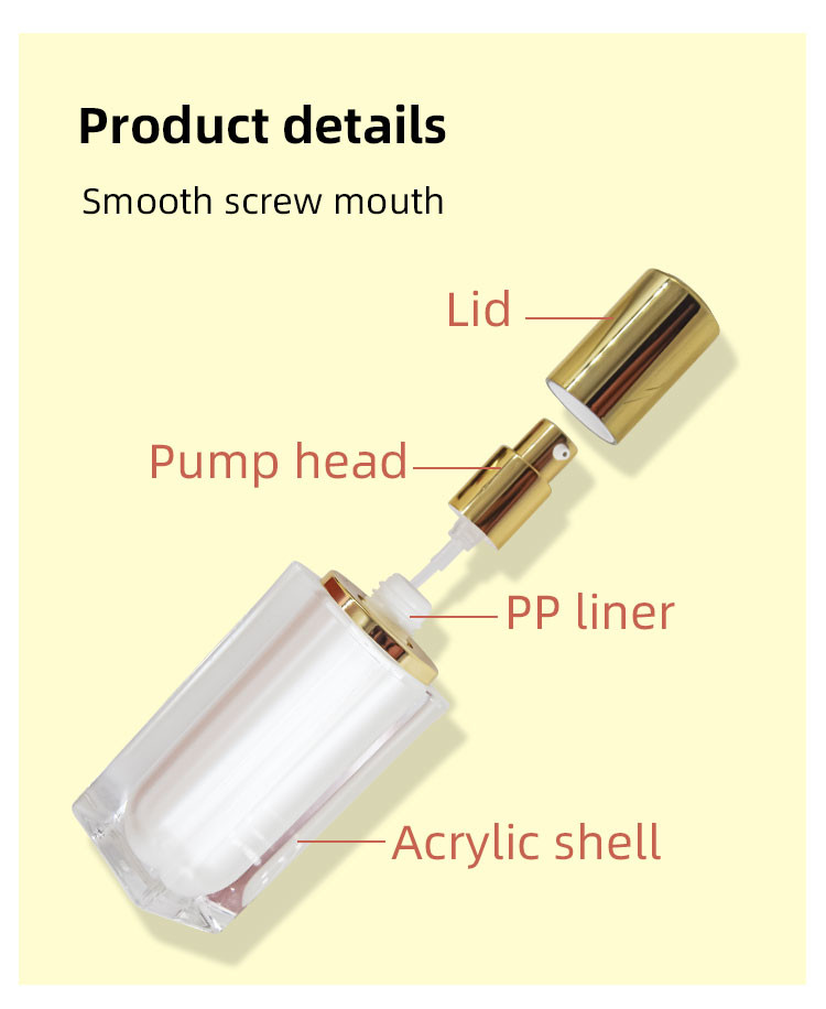 High-end Acrylic Skincare Set 15-30-50-100-120ml Square Lotion Bottle 15-30-50g Cream Jar