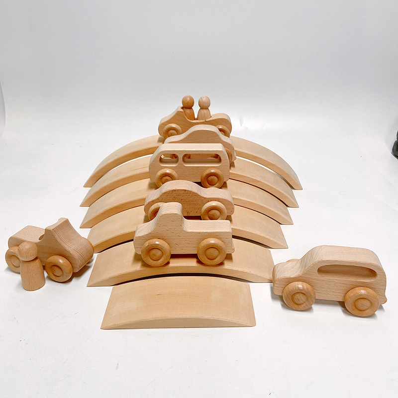 Rainbow 35.5cm Coloured Wooden Building Blocks Large Baby