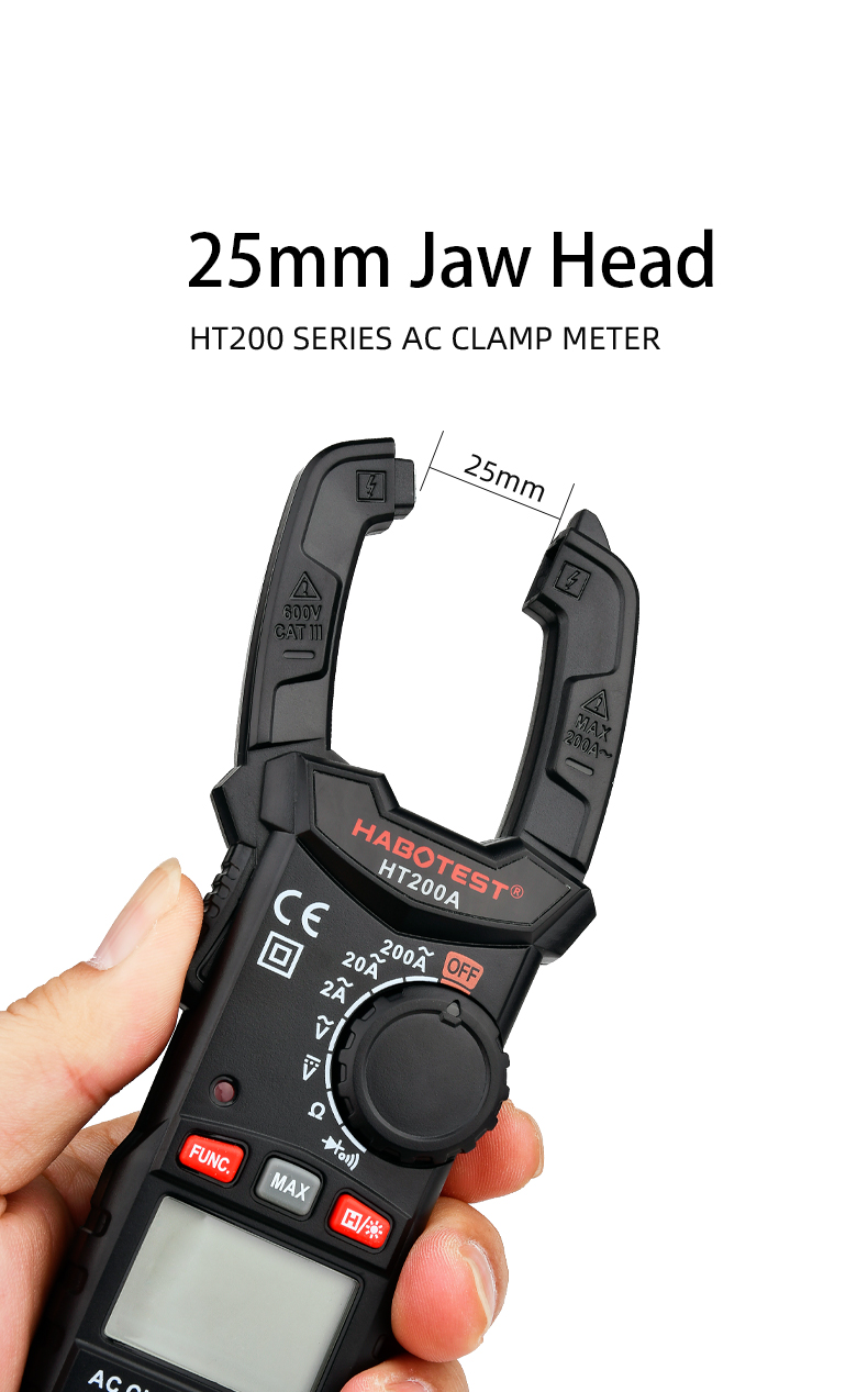 HT200A Digital Clamp Meters , 2000 Counts Multimeter Clamp Tester