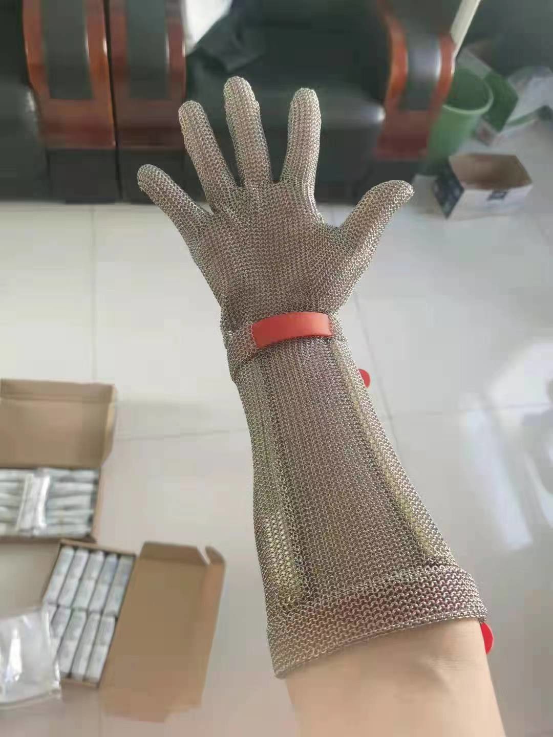Long sleeve Stainless steel CUT RESISTANT GLOVES ring mesh chain mail mesh auti-cutting safety gloves S M L XL XXL